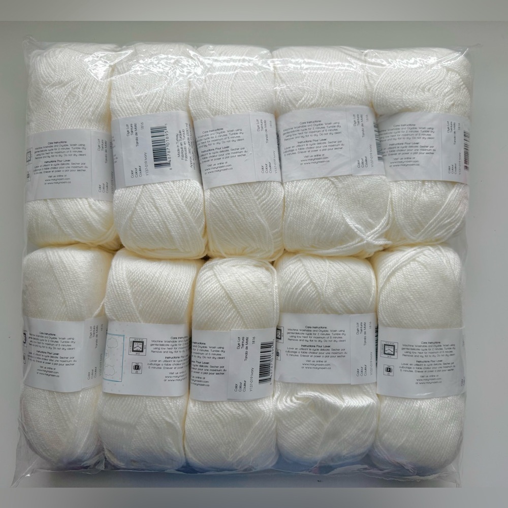 Mary Maxim Baby White Yarn Pack - Pk of 10 - Picture 2 of 5